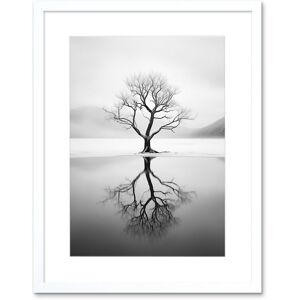 Artery8 Wall Art Print Lone Tree by Frozen Lake Winter Landscape Black & White Photograph Artwork Framed 9X7 Inch Size: W7" x H9" White W7" x H9" Artery8 Wall Art Print Lone Tree by Frozen Lake Winter Landscape Black & White Photograph Artwork Framed 9X7 Inch Size: W7" x H9" White W7" x H9"