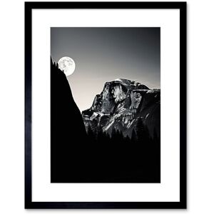 Artery8 Wall Art Print Moonrise by Half Dome in Yosemite National Park High Contrast Black White Photograph Full Moon & Mountain Forest Landscape Black W7" x H9" Artery8 Wall Art Print Moonrise by Half Dome in Yosemite National Park High Contrast Black White Photograph Full Moon & Mountain Forest Landscape Black W7" x H9"