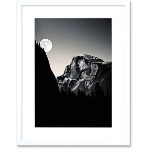 Artery8 Wall Art Print Moonrise by Half Dome in Yosemite National Park High Contrast Black White Photograph Full Moon & Mountain Forest Landscape White W7" x H9" Artery8 Wall Art Print Moonrise by Half Dome in Yosemite National Park High Contrast Black White Photograph Full Moon & Mountain Forest Landscape White W7" x H9"