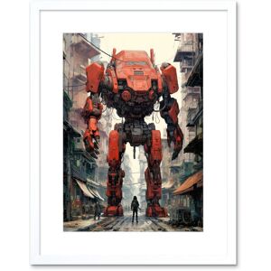 Artery8 Wall Art Print Red Mecha Robot in City Street Anime Sci-Fi Artwork Giant Humanoid Machine Fantasy Science Fiction Artwork Framed 9X7 Inch White W7" x H9" Artery8 Wall Art Print Red Mecha Robot in City Street Anime Sci-Fi Artwork Giant Humanoid Machine Fantasy Science Fiction Artwork Framed 9X7 Inch White W7" x H9"