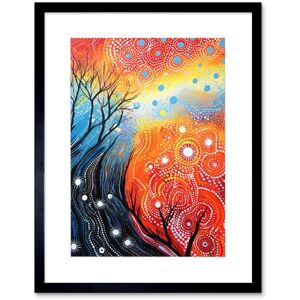 Artery8 Wall Art Print Contemporary Aboriginal Artwork in Blue & Orange Vibrant Abstract Forest Trees & Stars Artwork Framed 9X7 Inch Black W7" x H9" Artery8 Wall Art Print Contemporary Aboriginal Artwork in Blue & Orange Vibrant Abstract Forest Trees & Stars Artwork Framed 9X7 Inch Black W7" x H9"