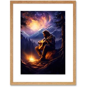 Artery8 Wall Art Print Playing Guitar By A Campfire Oil Painting Purple Orange Storm Brewing in Mountain Forest Landscape Artwork Framed 9X7 Inch Beige W7" x H9" Artery8 Wall Art Print Playing Guitar By A Campfire Oil Painting Purple Orange Storm Brewing in Mountain Forest Landscape Artwork Framed 9X7 Inch Beige W7" x H9"
