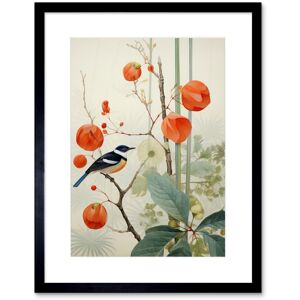 Artery8 Wall Art Print Small Bird on Blooming Tree Branch Botanical Artwork Red Teal Nature Study Audubon Style Artwork Framed 9X7 Inch Black W7" x H9" Artery8 Wall Art Print Small Bird on Blooming Tree Branch Botanical Artwork Red Teal Nature Study Audubon Style Artwork Framed 9X7 Inch Black W7" x H9"