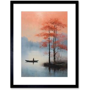 Artery8 Wall Art Print Canoe Boat on Misty Lake Oil Painting Landscape Blue Pink Blossom Tree Early Morning Artwork Framed 9X7 Inch Size: W7" x H9" Black W7" x H9" Artery8 Wall Art Print Canoe Boat on Misty Lake Oil Painting Landscape Blue Pink Blossom Tree Early Morning Artwork Framed 9X7 Inch Size: W7" x H9" Black W7" x H9"