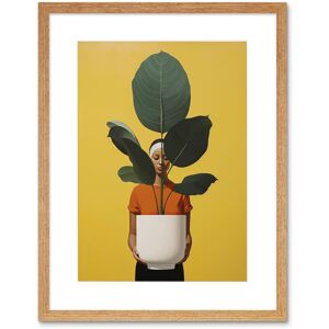 Artery8 Wall Art Print Rubber Tree Showcase Realistic Oil Painting Yellow Orange Green Woman with Plant Pot Minimalist Artwork Framed 9X7 Inch Beige W7" x H9" Artery8 Wall Art Print Rubber Tree Showcase Realistic Oil Painting Yellow Orange Green Woman with Plant Pot Minimalist Artwork Framed 9X7 Inch Beige W7" x H9"
