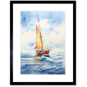 Artery8 Wall Art Print Orange Sailing Boat Watercolour Painting Bathroom Artwork Sail at Sea Seascape Artwork Framed 9X7 Inch Size: W7" x H9" Black W7" x H9" Artery8 Wall Art Print Orange Sailing Boat Watercolour Painting Bathroom Artwork Sail at Sea Seascape Artwork Framed 9X7 Inch Size: W7" x H9" Black W7" x H9"