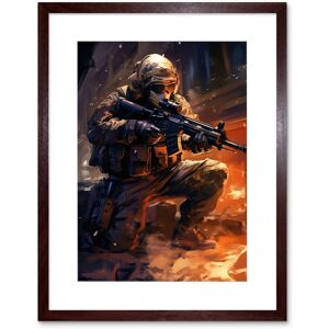 Artery8 Wall Art Print Army Warfare Desert Sniper Explosion Flames Oil Painting Soldier Action Scene Artwork Framed 9X7 Inch Size: W7" x H9" Brown W7" x H9" Artery8 Wall Art Print Army Warfare Desert Sniper Explosion Flames Oil Painting Soldier Action Scene Artwork Framed 9X7 Inch Size: W7" x H9" Brown W7" x H9"