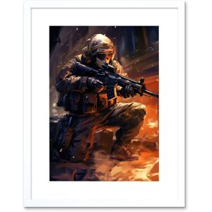 Artery8 Wall Art Print Army Warfare Desert Sniper Explosion Flames Oil Painting Soldier Action Scene Artwork Framed 9X7 Inch Size: W7" x H9" White W7" x H9" Artery8 Wall Art Print Army Warfare Desert Sniper Explosion Flames Oil Painting Soldier Action Scene Artwork Framed 9X7 Inch Size: W7" x H9" White W7" x H9"