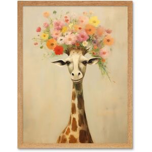 Artery8 Wall Art Print Cheerful Giraffe with Wildflower Bouquet Hat Spring Camouflage Whimsical Oil Painting Nursery Art Framed Size: W12" x H16" Light Oak W12" x H16" Artery8 Wall Art Print Cheerful Giraffe with Wildflower Bouquet Hat Spring Camouflage Whimsical Oil Painting Nursery Art Framed Size: W12" x H16" Light Oak W12" x H16"