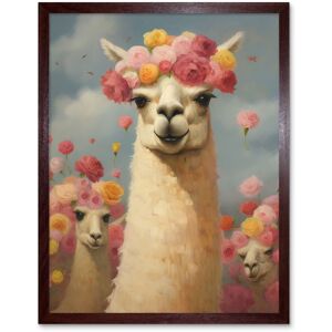 Artery8 Wall Art Print The Llama Wedding Rose Bloom Flower Headdress Fun Artwork Kids Bedroom Art Framed in Brown Size: W12" x H16" Brown W12" x H16" Artery8 Wall Art Print The Llama Wedding Rose Bloom Flower Headdress Fun Artwork Kids Bedroom Art Framed in Brown Size: W12" x H16" Brown W12" x H16"