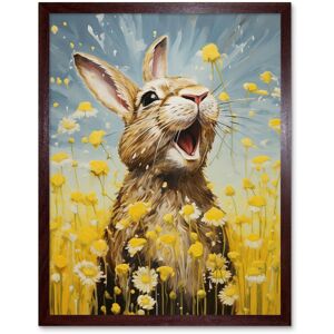 Artery8 Wall Art Print The Happy Bunny Rabbit Playing in a Field of Daisies Vibrant Oil Painting Kids Bedroom Blue Yellow Bright Summer Meadow Art Brown W12" x H16" Artery8 Wall Art Print The Happy Bunny Rabbit Playing in a Field of Daisies Vibrant Oil Painting Kids Bedroom Blue Yellow Bright Summer Meadow Art Brown W12" x H16"