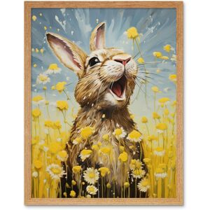 Artery8 Wall Art Print The Happy Bunny Rabbit Playing in a Field of Daisies Vibrant Oil Painting Kids Bedroom Blue Yellow Bright Summer Meadow Art Light Oak W12" x H16" Artery8 Wall Art Print The Happy Bunny Rabbit Playing in a Field of Daisies Vibrant Oil Painting Kids Bedroom Blue Yellow Bright Summer Meadow Art Light Oak W12" x H16"