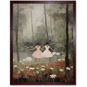 Artery8 Wall Art Print Forest Ballet Oil Painting Kids Bedroom Ballerinas Gracefully Dancing by a Lake Art Framed in Brown Size: W12" x H16" Brown W12" x H16" Artery8 Wall Art Print Forest Ballet Oil Painting Kids Bedroom Ballerinas Gracefully Dancing by a Lake Art Framed in Brown Size: W12" x H16" Brown W12" x H16"