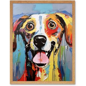 Artery8 Wall Art Print Colourful Dog Portrait Artwork by Jason Brydson Happy Face Oil Painting Bold Bright Vibrant Art Framed Size: W12" x H16" Light Oak W12" x H16" Artery8 Wall Art Print Colourful Dog Portrait Artwork by Jason Brydson Happy Face Oil Painting Bold Bright Vibrant Art Framed Size: W12" x H16" Light Oak W12" x H16"