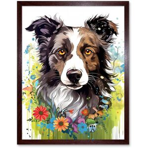 Artery8 Wall Art Print Border Collie Dog Bright Watercolour Painting Floral Portrait with Wildflowers & Butterflies Art Framed Size: W12" x H16" Brown W12" x H16" Artery8 Wall Art Print Border Collie Dog Bright Watercolour Painting Floral Portrait with Wildflowers & Butterflies Art Framed Size: W12" x H16" Brown W12" x H16"
