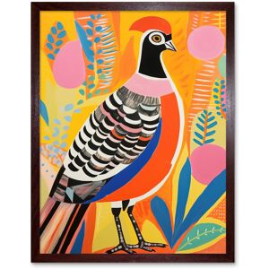 Artery8 Wall Art Print Pleasant Pheasant Bright Bold Vibrant Colourful Grassland Acrylic Painting Artwork Orange Pink Blue Folk Art Framed Brown W12" x H16" Artery8 Wall Art Print Pleasant Pheasant Bright Bold Vibrant Colourful Grassland Acrylic Painting Artwork Orange Pink Blue Folk Art Framed Brown W12" x H16"