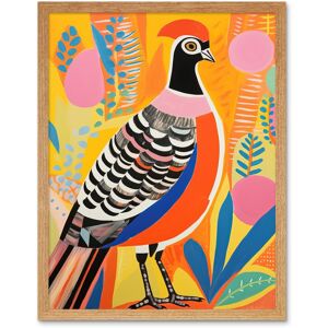 Artery8 Wall Art Print Pleasant Pheasant Bright Bold Vibrant Colourful Grassland Acrylic Painting Artwork Orange Pink Blue Folk Art Framed Light Oak W12" x H16" Artery8 Wall Art Print Pleasant Pheasant Bright Bold Vibrant Colourful Grassland Acrylic Painting Artwork Orange Pink Blue Folk Art Framed Light Oak W12" x H16"
