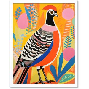 Artery8 Wall Art Print Pleasant Pheasant Bright Bold Vibrant Colourful Grassland Acrylic Painting Artwork Orange Pink Blue Folk Art Framed White W12" x H16" Artery8 Wall Art Print Pleasant Pheasant Bright Bold Vibrant Colourful Grassland Acrylic Painting Artwork Orange Pink Blue Folk Art Framed White W12" x H16"