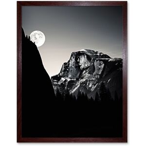 Artery8 Wall Art Print Moonrise by Half Dome in Yosemite National Park High Contrast Black White Photograph Full Moon & Mountain Forest Landscape Art Brown W12" x H16" Artery8 Wall Art Print Moonrise by Half Dome in Yosemite National Park High Contrast Black White Photograph Full Moon & Mountain Forest Landscape Art Brown W12" x H16"