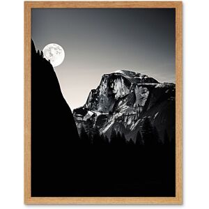 Artery8 Wall Art Print Moonrise by Half Dome in Yosemite National Park High Contrast Black White Photograph Full Moon & Mountain Forest Landscape Art Light Oak W12" x H16" Artery8 Wall Art Print Moonrise by Half Dome in Yosemite National Park High Contrast Black White Photograph Full Moon & Mountain Forest Landscape Art Light Oak W12" x H16"