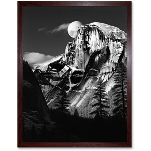 Artery8 Wall Art Print Moonrise Behind Half Dome High Contrast Black White Photograph Yosemite National Park Full Moon & Mountain Forest Landscape Brown W12" x H16" Artery8 Wall Art Print Moonrise Behind Half Dome High Contrast Black White Photograph Yosemite National Park Full Moon & Mountain Forest Landscape Brown W12" x H16"