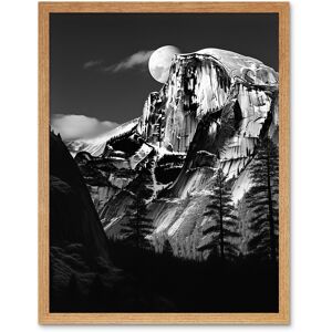Artery8 Wall Art Print Moonrise Behind Half Dome High Contrast Black White Photograph Yosemite National Park Full Moon & Mountain Forest Landscape Light Oak W12" x H16" Artery8 Wall Art Print Moonrise Behind Half Dome High Contrast Black White Photograph Yosemite National Park Full Moon & Mountain Forest Landscape Light Oak W12" x H16"
