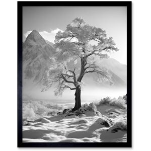 Artery8 Wall Art Print Frozen Tree in Snowy Mountain Landscape Bright Black & White Photograph Winter Sunrise Crisp Morning Light Art Framed Black W12" x H16" Artery8 Wall Art Print Frozen Tree in Snowy Mountain Landscape Bright Black & White Photograph Winter Sunrise Crisp Morning Light Art Framed Black W12" x H16"