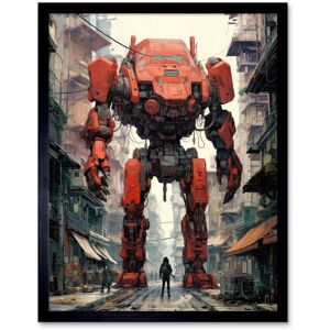 Artery8 Wall Art Print Red Mecha Robot in City Street Anime Sci-Fi Artwork Giant Humanoid Machine Fantasy Science Fiction Art Framed Black W12" x H16" Artery8 Wall Art Print Red Mecha Robot in City Street Anime Sci-Fi Artwork Giant Humanoid Machine Fantasy Science Fiction Art Framed Black W12" x H16"