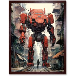 Artery8 Wall Art Print Red Mecha Robot in City Street Anime Sci-Fi Artwork Giant Humanoid Machine Fantasy Science Fiction Art Framed Brown W12" x H16" Artery8 Wall Art Print Red Mecha Robot in City Street Anime Sci-Fi Artwork Giant Humanoid Machine Fantasy Science Fiction Art Framed Brown W12" x H16"
