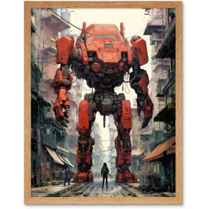 Artery8 Wall Art Print Red Mecha Robot in City Street Anime Sci-Fi Artwork Giant Humanoid Machine Fantasy Science Fiction Art Framed Light Oak W12" x H16" Artery8 Wall Art Print Red Mecha Robot in City Street Anime Sci-Fi Artwork Giant Humanoid Machine Fantasy Science Fiction Art Framed Light Oak W12" x H16"