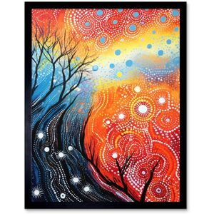 Artery8 Wall Art Print Contemporary Aboriginal Artwork in Blue & Orange Vibrant Abstract Forest Trees & Stars Art Framed in Black Size: W12" x H16" Black W12" x H16" Artery8 Wall Art Print Contemporary Aboriginal Artwork in Blue & Orange Vibrant Abstract Forest Trees & Stars Art Framed in Black Size: W12" x H16" Black W12" x H16"