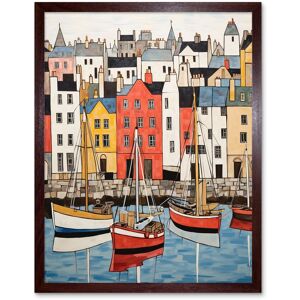 Artery8 Wall Art Print Colourful Town Harbour Acrylic Painting Red Yellow Blue Fishing Boats Coastal Townscape Art Framed in Brown Size: W12" x H16" Brown W12" x H16" Artery8 Wall Art Print Colourful Town Harbour Acrylic Painting Red Yellow Blue Fishing Boats Coastal Townscape Art Framed in Brown Size: W12" x H16" Brown W12" x H16"