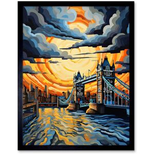 Artery8 Wall Art Print London Tower Bridge Dramatic Sunset Vibrant Artwork Blue Orange River Thames England Cloudy Sky Art Framed Size: W12" x H16" Black W12" x H16" Artery8 Wall Art Print London Tower Bridge Dramatic Sunset Vibrant Artwork Blue Orange River Thames England Cloudy Sky Art Framed Size: W12" x H16" Black W12" x H16"