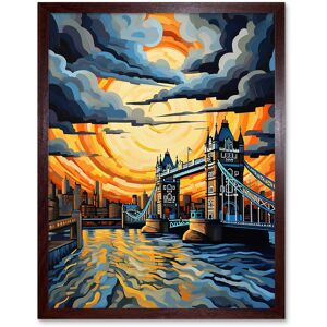 Artery8 Wall Art Print London Tower Bridge Dramatic Sunset Vibrant Artwork Blue Orange River Thames England Cloudy Sky Art Framed Size: W12" x H16" Brown W12" x H16" Artery8 Wall Art Print London Tower Bridge Dramatic Sunset Vibrant Artwork Blue Orange River Thames England Cloudy Sky Art Framed Size: W12" x H16" Brown W12" x H16"