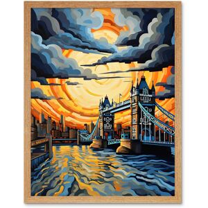 Artery8 Wall Art Print London Tower Bridge Dramatic Sunset Vibrant Artwork Blue Orange River Thames England Cloudy Sky Art Framed Size: W12" x H16" Light Oak W12" x H16" Artery8 Wall Art Print London Tower Bridge Dramatic Sunset Vibrant Artwork Blue Orange River Thames England Cloudy Sky Art Framed Size: W12" x H16" Light Oak W12" x H16"
