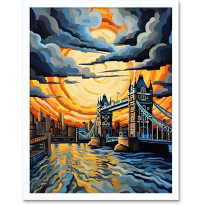 Artery8 Wall Art Print London Tower Bridge Dramatic Sunset Vibrant Artwork Blue Orange River Thames England Cloudy Sky Art Framed Size: W12" x H16" White W12" x H16" Artery8 Wall Art Print London Tower Bridge Dramatic Sunset Vibrant Artwork Blue Orange River Thames England Cloudy Sky Art Framed Size: W12" x H16" White W12" x H16"