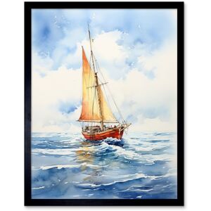 Artery8 Wall Art Print Orange Sailing Boat Watercolour Painting Bathroom Artwork Sail at Sea Seascape Art Framed in Black Size: W12" x H16" Black W12" x H16" Artery8 Wall Art Print Orange Sailing Boat Watercolour Painting Bathroom Artwork Sail at Sea Seascape Art Framed in Black Size: W12" x H16" Black W12" x H16"