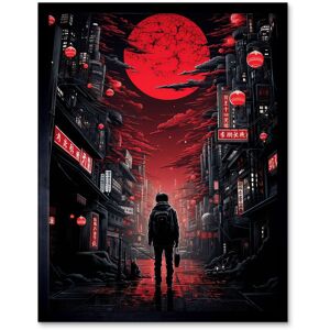 Artery8 Wall Art Print Midnight Blood Moon in Tokyo Conceptual Artwork Gothic Street Japan Cityscape Art Framed in Black Size: W12" x H16" Black W12" x H16" Artery8 Wall Art Print Midnight Blood Moon in Tokyo Conceptual Artwork Gothic Street Japan Cityscape Art Framed in Black Size: W12" x H16" Black W12" x H16"