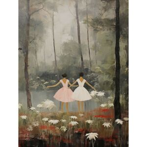 Artery8 Wall Art Print Forest Ballet Oil Painting Kids Bedroom Ballerinas Gracefully Dancing by a Lake Poster in Grey Size: W12" x H16" Grey W12" x H16" Artery8 Wall Art Print Forest Ballet Oil Painting Kids Bedroom Ballerinas Gracefully Dancing by a Lake Poster in Grey Size: W12" x H16" Grey W12" x H16"