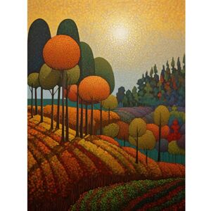 Artery8 Wall Art Print Autumn Fields Pointillism Painting Amber Orange Green Countryside Landscape Poster Size: W12" x H16" Orange W12" x H16" Artery8 Wall Art Print Autumn Fields Pointillism Painting Amber Orange Green Countryside Landscape Poster Size: W12" x H16" Orange W12" x H16"