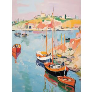 Artery8 Wall Art Print Boats in Harbour Fishing Village Coastal Landscape Colourful Abstract Watercolour Painting Poster in Blue Size: W12" x H16" Blue W12" x H16" Artery8 Wall Art Print Boats in Harbour Fishing Village Coastal Landscape Colourful Abstract Watercolour Painting Poster in Blue Size: W12" x H16" Blue W12" x H16"