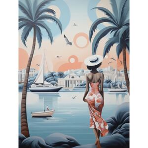 Artery8 Wall Art Print French Riviera Palm Tree Coastline Boats Stylised Artwork Teal Coral Pink Woman Cote d'Azur Nice Coastal Landscape Poster Blue W12" x H16" Artery8 Wall Art Print French Riviera Palm Tree Coastline Boats Stylised Artwork Teal Coral Pink Woman Cote d'Azur Nice Coastal Landscape Poster Blue W12" x H16"