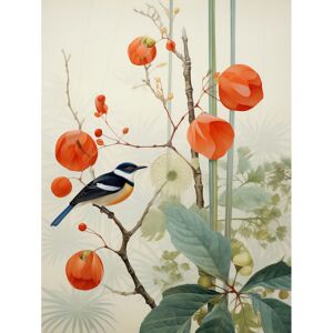 Artery8 Wall Art Print Small Bird on Blooming Tree Branch Botanical Artwork Red Teal Nature Study Audubon Style Poster Size: W12" x H16" Multicolor W12" x H16" Artery8 Wall Art Print Small Bird on Blooming Tree Branch Botanical Artwork Red Teal Nature Study Audubon Style Poster Size: W12" x H16" Multicolor W12" x H16"