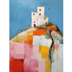 Artery8 Wall Art Print House on the Hill Oil Painting Abstract Geometric Patchwork Palette Knife Pastel Colour Rural Landscape Poster Blue W12" x H16" Artery8 Wall Art Print House on the Hill Oil Painting Abstract Geometric Patchwork Palette Knife Pastel Colour Rural Landscape Poster Blue W12" x H16"