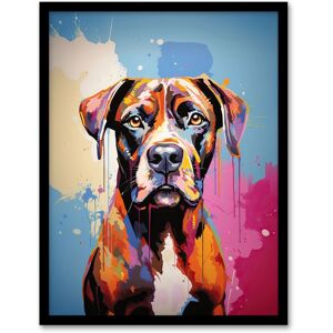 Artery8 Wall Art Print Brindle Boxer Dog Lover Gift Pet Portrait Blue Pink Orange Artwork Painting Art Framed Size: W12" x H16" Multicolor W12" x H16" Artery8 Wall Art Print Brindle Boxer Dog Lover Gift Pet Portrait Blue Pink Orange Artwork Painting Art Framed Size: W12" x H16" Multicolor W12" x H16"