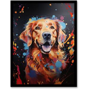 Artery8 Wall Art Print Red Golden Retriever Dog Lover Gift Pet Portrait Orange Blue on Black Artwork Painting Art Framed Size: W12" x H16" Multicolor W12" x H16" Artery8 Wall Art Print Red Golden Retriever Dog Lover Gift Pet Portrait Orange Blue on Black Artwork Painting Art Framed Size: W12" x H16" Multicolor W12" x H16"