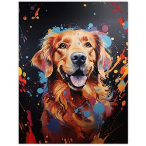 Artery8 Wall Art Print Red Golden Retriever Dog Lover Gift Pet Portrait Orange Blue on Black Artwork Painting Poster Size: W12" x H16" Multicolor W12" x H16" Artery8 Wall Art Print Red Golden Retriever Dog Lover Gift Pet Portrait Orange Blue on Black Artwork Painting Poster Size: W12" x H16" Multicolor W12" x H16"