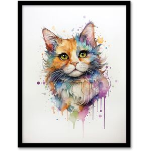 Artery8 Wall Art Print Reverse Calico Cat Lovers Gift Watercolour Pet Portrait Painting Artwork Art Framed Size: W12" x H16" Multicolor W12" x H16" Artery8 Wall Art Print Reverse Calico Cat Lovers Gift Watercolour Pet Portrait Painting Artwork Art Framed Size: W12" x H16" Multicolor W12" x H16"