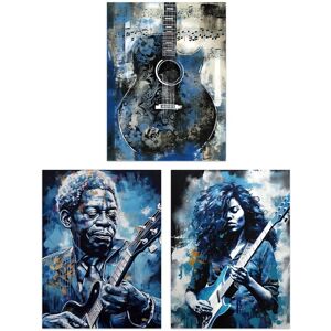 Artery8 Wall Art Print Set of 3 s Blues Guitar Aesthetic Music Detroit 3 Pack Poster s in Blue Size: W12" x H16" Blue W12" x H16" Artery8 Wall Art Print Set of 3 s Blues Guitar Aesthetic Music Detroit 3 Pack Poster s in Blue Size: W12" x H16" Blue W12" x H16"