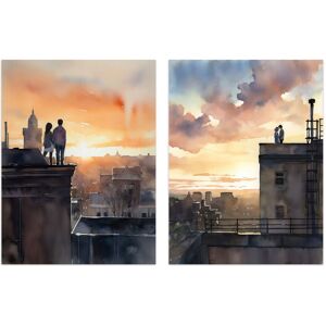 Artery8 Wall Art Print Set of 2 s Rooftop Romance Watercolour Cityscape Bedroom 2 Pack Poster s Size: W12" x H16" Multicolor W12" x H16" Artery8 Wall Art Print Set of 2 s Rooftop Romance Watercolour Cityscape Bedroom 2 Pack Poster s Size: W12" x H16" Multicolor W12" x H16"